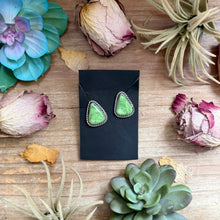 Load image into Gallery viewer, Sterling Silver High Grade Carico Lake Turquoise Stud Earrings – Handmade by Artist Jason Ogg