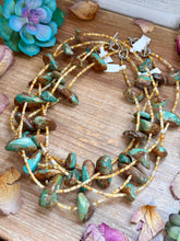 Load image into Gallery viewer, 22” Chunky Turquoise &amp; Shell Heishi Necklace