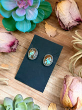 Load image into Gallery viewer, Sterling Silver Rising Phoenix Turquoise Stud Earrings – Handmade by Artist Jason Ogg