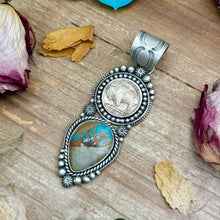 Load image into Gallery viewer, 71 - Sterling Silver Easter Blue Turquoise &amp; Buffalo Nickel Pendant by Shay Pfeiffer