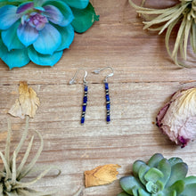 Load image into Gallery viewer, Blue Lapis Cube Dangle Earrings