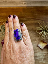 Load image into Gallery viewer, Purple Dahlia Ring – Sterling Silver – Native Made by M. Spencer – Size 8