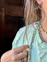 Load image into Gallery viewer, Smaller Sterling Silver Pearls Hoops with Pink Conch