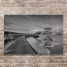 Load image into Gallery viewer, Family Names Monochrome Ocean Dock Sign