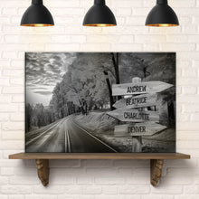 Load image into Gallery viewer, Family Names Monochrome Autumn Roads Sign