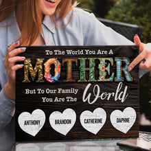 Load image into Gallery viewer, Mother's Day Sign To Our Family You Are The World