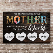 Load image into Gallery viewer, Mother's Day Sign To Our Family You Are The World