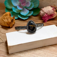 Load image into Gallery viewer, MJ Oval Black Jack Turquoise Sterling Silver Cuff