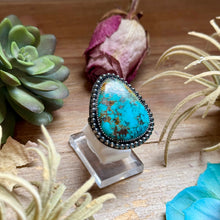 Load image into Gallery viewer, MJ Turquoise Ring – Sterling Silver Adjustable Band