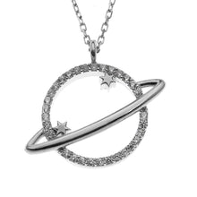 Load image into Gallery viewer, Stellar Silver Saturn Pendant Necklace - Embrace Your Cosmic Journey