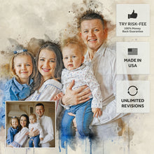 Load image into Gallery viewer, Family Watercolor Portrait Custom Wall Art