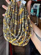 Load image into Gallery viewer, 18-Inch Sterling Silver Pearl &amp; Bumblebee Jasper Necklace