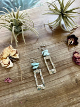 Load image into Gallery viewer, None polish turquoise dangle earrings rectangle