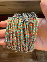 Load image into Gallery viewer, Sterling Silver Pearl Choker with Turquoise &amp; Spiny Oyster Heishi