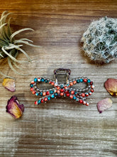 Load image into Gallery viewer, Orange &amp; Turquoise bow hair clips