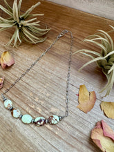 Load image into Gallery viewer, 15-Inch Lemon Turquoise &amp; Sterling Saucer Pearl Necklace on Paperclip Chain