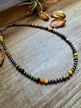 Load image into Gallery viewer, 18-Inch Sterling Silver Pearl &amp; Bumblebee Jasper Necklace