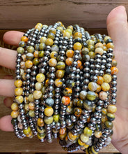 Load image into Gallery viewer, 18-Inch Sterling Silver Pearl &amp; Bumblebee Jasper Necklace