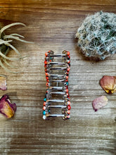 Load image into Gallery viewer, Orange &amp; Turquoise bow hair clips