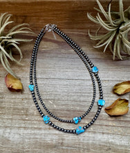 Load image into Gallery viewer, Golden Hill Turquoise &amp; Sterling Silver Pearl Necklace – 16" + Extender