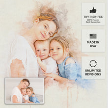 Load image into Gallery viewer, Gift For Mom Watercolor Portrait Custom Wall Art