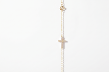 Load image into Gallery viewer, 14K Gold Sideways Cross Necklace with Sparkling CZ Diamonds