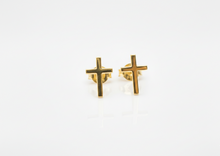 Load image into Gallery viewer, Cross Stud Earrings in 925 Sterling Silver by SilverGoldandRose