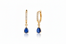 Load image into Gallery viewer, Sapphire &amp; Diamond Hoop Earrings