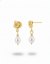 Load image into Gallery viewer, Elysian Designs Pearl Drop Dangle Earrings - Elegant Celtic Knot for Bridesmaids &amp; Moms