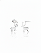 Load image into Gallery viewer, Deerly Loved Sterling Silver Stud Earrings – Festive Reindeer Charm