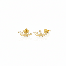 Load image into Gallery viewer, Personalized Silver and Gold Name Stud Earrings