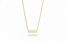 Load image into Gallery viewer, Gothic Old English Name Necklace with Curb Chain in 925 Sterling Silver