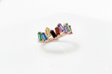 Load image into Gallery viewer, Dainty Baguette Ring with Multicolor Gemstones in 925 Sterling Silver