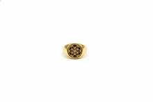 Load image into Gallery viewer, 14K Gold Flower of Life Signet Ring - Stunning Sterling Silver Jewelry