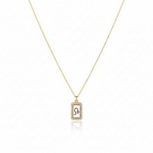 Load image into Gallery viewer, Elegant Personalized Initial Zodiac Engraving Necklace on Tag Pendant in Sterling Silver