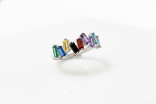 Load image into Gallery viewer, Dainty Baguette Ring with Multicolor Gemstones in 925 Sterling Silver