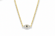 Load image into Gallery viewer, Evil Eye Charm Necklace with Curb Chain in 925 Sterling Silver