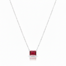 Load image into Gallery viewer, Baguette Birthstone Necklace Sterling Silver, Gold, and Rose Gold