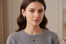 Load image into Gallery viewer, Emerald Elegance: Dainty Sterling Silver Earrings &amp; Necklace Set for a Dazzling Look