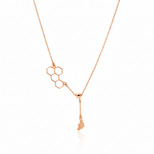 Load image into Gallery viewer, Bee Inspired Moveable Honeycomb Honey Bee Necklace in Sterling Silver