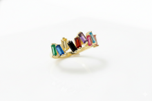 Load image into Gallery viewer, Dainty Baguette Ring with Multicolor Gemstones in 925 Sterling Silver