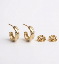 Load image into Gallery viewer, Twisted Silver Hoop Earrings - Dainty Handmade Jewelry