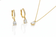 Load image into Gallery viewer, Diamond Dangle Earrings &amp; Necklace Set - Sterling Silver Bridal Jewelry