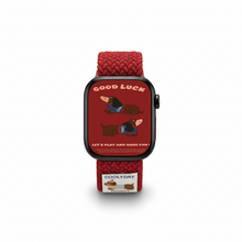 Load image into Gallery viewer, Good Luck Dachshund series Red knitted elastic Apple Watch strap