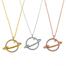 Load image into Gallery viewer, Stellar Silver Saturn Pendant Necklace - Embrace Your Cosmic Journey