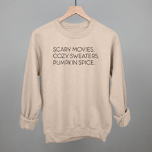 Load image into Gallery viewer, Scary Movies, Cozy Sweaters, Pumpkin Spice