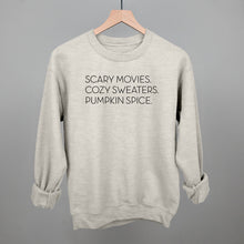 Load image into Gallery viewer, Scary Movies, Cozy Sweaters, Pumpkin Spice