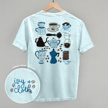 Load image into Gallery viewer, Blue &amp; Brown Coffee Doodles (Back Print)