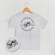 Load image into Gallery viewer, Just A Kid Who Loves Monster Trucks (Kids Back Print)