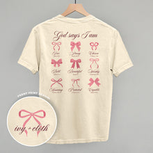 Load image into Gallery viewer, God Says I Am (Pink Bows) (Back Print)